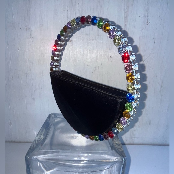 L’ALIGNI Eternity Rainbow Crystal Top Handle Bag-Black Rainbow - Picture 5 of 15